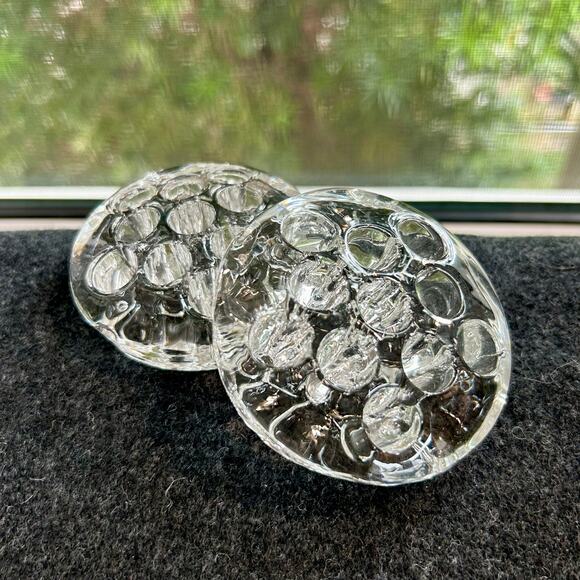 Pair of Vintage Clear Glass 11 Hole Flower Frogs - Picture 6 of 12